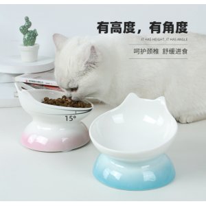 伊麗寵物高腳杯陶瓷碗護頸貓碗