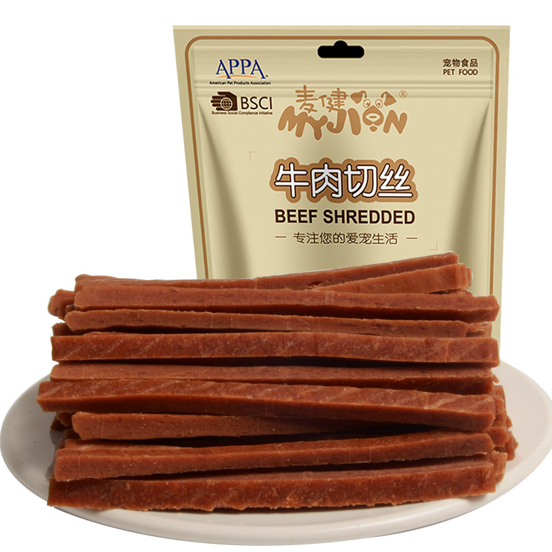 麥健狗狗零食牛肉切絲金毛全犬幼犬訓練狗肉條100g
