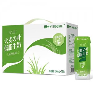 蒙牛優形大麥の葉低脂牛奶部分脫脂調制乳利樂鉆12瓶禮盒裝