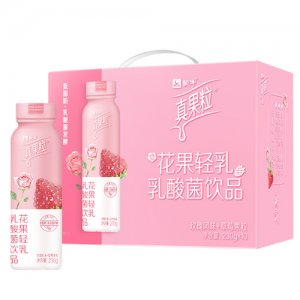蒙牛真果?；üp乳玫瑰草莓味乳酸菌飲品PET瓶10瓶禮盒裝