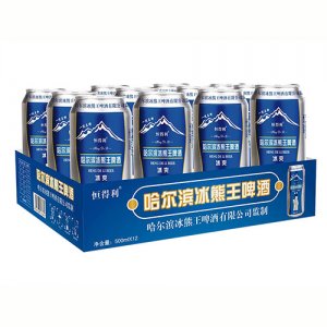 哈爾濱冰熊王啤酒冰爽半托500ml