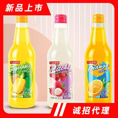 六谷家族鳳梨味+荔枝味+香橙味汽水廣式老汽水358ml碳酸飲料網紅汽水果味