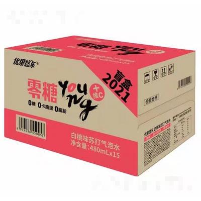 優果悠樂白桃味蘇打氣泡水480mlX15瓶