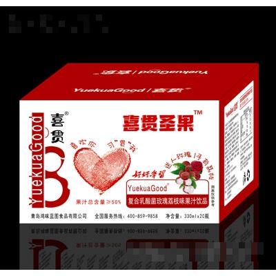 喜貫圣果復合乳酸菌玫瑰荔枝味果汁飲品330ml×20瓶