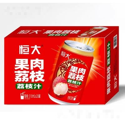 恒大果肉荔枝汁飲料310ml×20罐夏季冷飲2022餐飲飲品批發代理