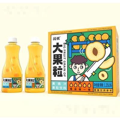 國傲大果粒黃桃汁果粒飲料1.25LX6瓶