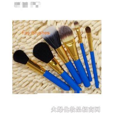 定制6支藍色旅行短柄品牌化妝套刷