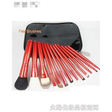 鳳儀堂大紅色黑包高檔化妝套刷