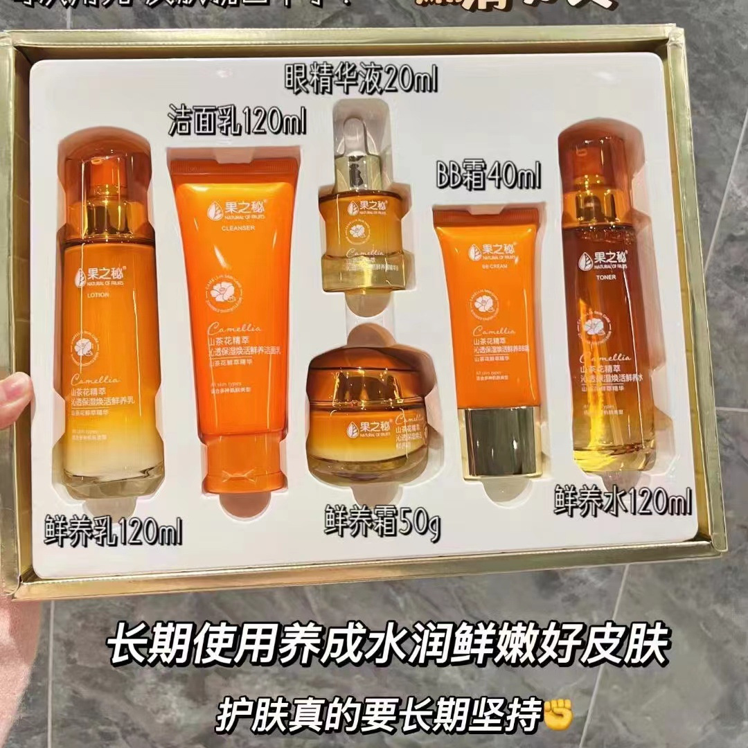果之秘山茶花精萃沁透高六件套盒套裝草本植物水乳化妝品保濕補水OEM代加工