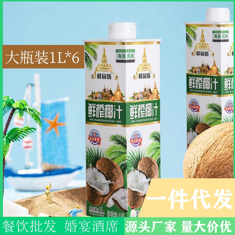 正宗鮮園坊牌椰汁 1L6海南特產椰子汁水植物旗艦店椰奶果汁飲料OEM代加工